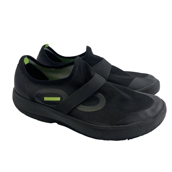 OOFOS OOmg Fibre Low Black Slip On Fabric Stretch Comfort Sneaker Active Mens 10 - Picture 1 of 14